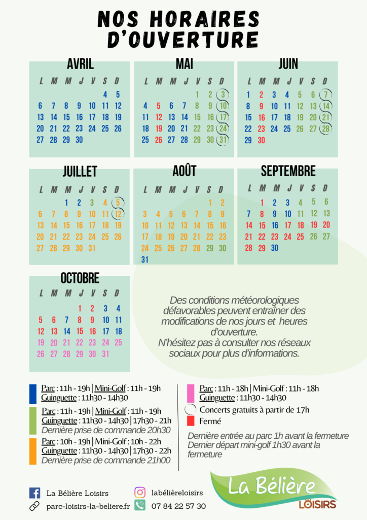 Hours La Bélière Loisirs 2026